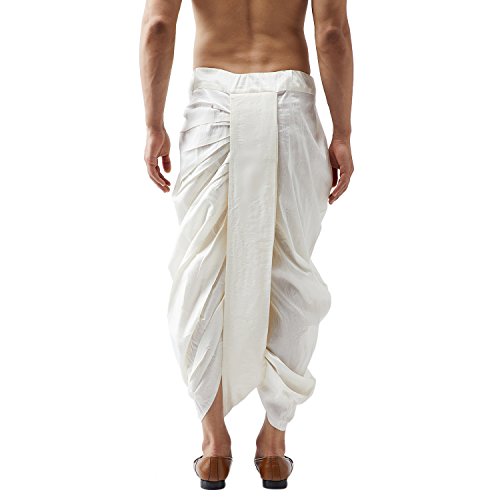 Image of SOJANYA (Since 1958 Mens Black Stitched Dupion Silk Dhotis, Size: Freesize