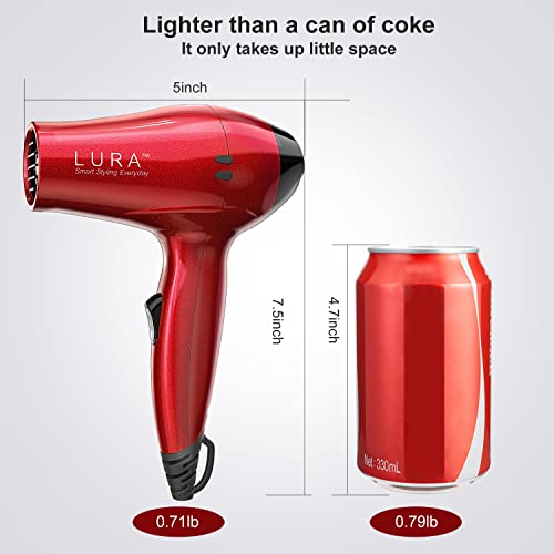 Lura Travel Hair Dryer With Diffuser And Concentrator:mini Blow Dryer With European Plug,Small Dual Voltage Portable Hairdryer With Travel Bag,Compact Lightweight 1200W Blowdryer For Men And Kids #TOP1