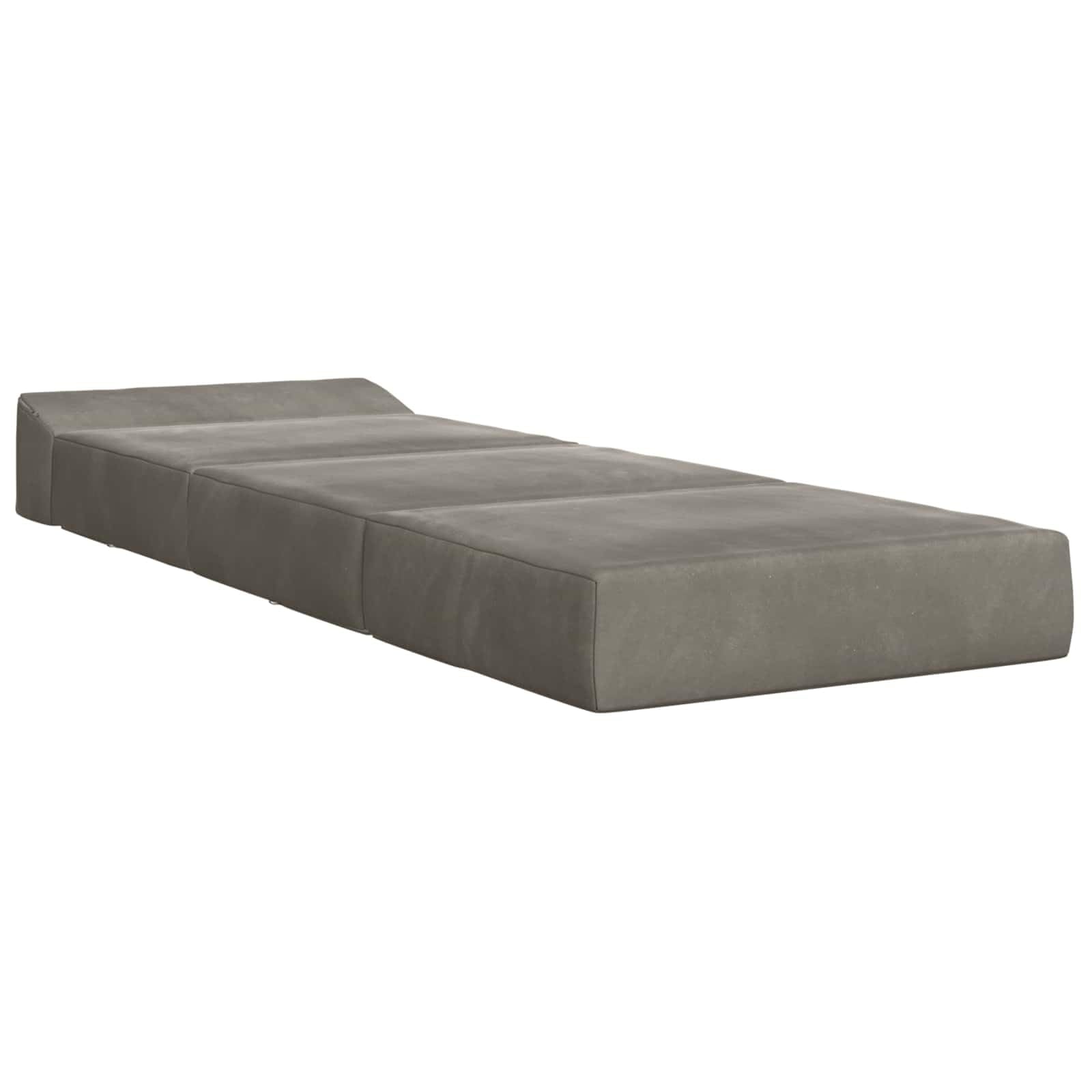 Sofa składana łóżko jasnoszara 200 x 70 x 15 cm aksamit