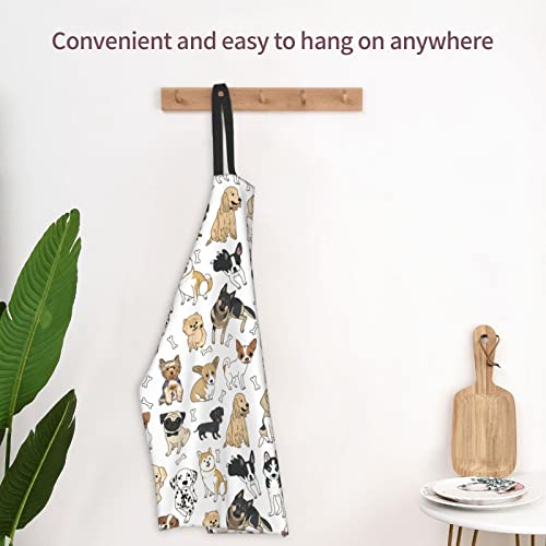 Animal Print Adjustable Waterproof Apron 25"X28" - Cute Funny Dogs - Kitchen Chef Works Cooking Grooming Bbq Aprons For Women Men, Cartoon #TOP3