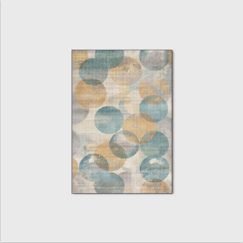 Tapis de salon moderne cercles jaune et bleu lavable pour chambre 160 x 230 cm - 2