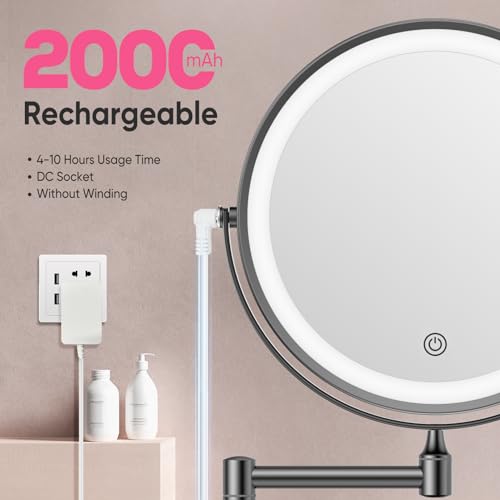Espejo de Maquillaje de Pared Recargable con Luz y 8 Pulgadas miniatura 2