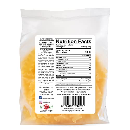 Isibisi Gluten Free Baby Mafalda Pasta - Made With Rice And Corn Flour - Quality, Authentic Gluten Free Pasta - Vegan, Non-Gmo Pasta Noodles - Made In Italy #TOP1