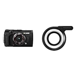 Olympus Tough TG-6 Actionkamera, 12 Megapixel Sensor, Digitale Bildstabilisierung, 4X-Weitwinkel-Zoom, 4k-Video, 120fps, Wi-Fi, schwarz & LG-1 LED Lichtleiteraufsatz