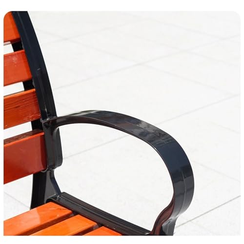 Banc de parc robuste de 47,2 pouces avec dossier, finition haut de gamme - 6
