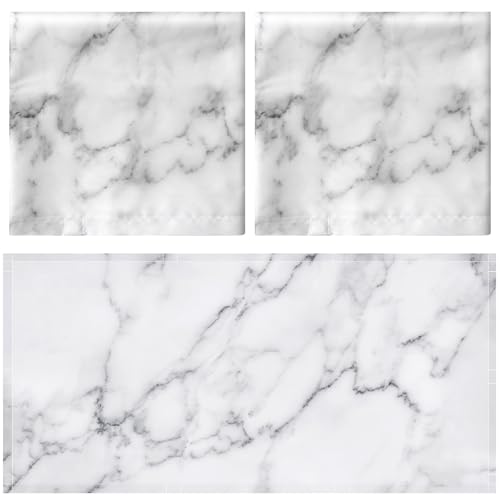 Image of Hortsun Pack of 2 Fluorescent Light Covers 4 x 2 Feet Magnetic Ceiling Light Cover Room Supplies for Home Office(White Marble)