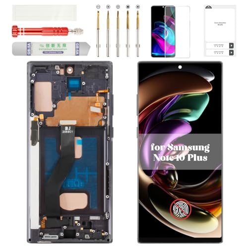 TFT for Samsung Note 10 Plus Screen Replacement 4g for Samsung Galaxy Note 10 Plus 5g LCD Digitizer Touch Screen for Samsung Note 10 Plus Display with Frame Black (Without Fingerprint Function)
