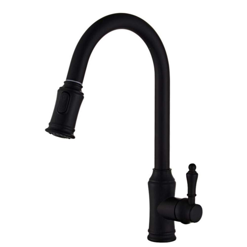 Robinet de cuisine noir 2 modes de jet avec mitigeur eau chaude et froide