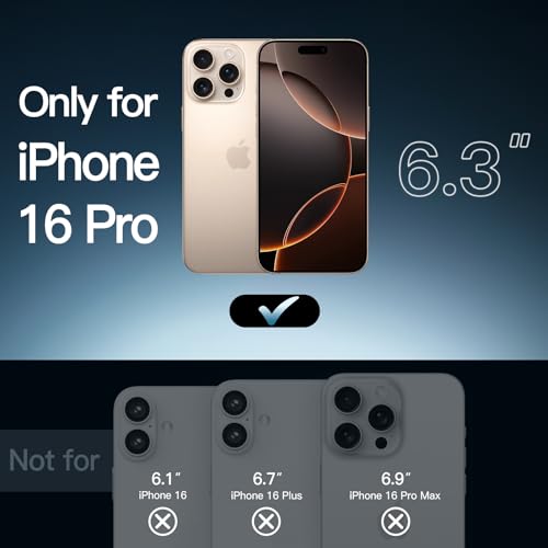 Image of JETech Magnetic Cover Case for iPhone 16 Pro 6.3-Inch Compatible with MagSafe, Shockproof Phone Bumper Cover, Anti-Scratch Clear Back (Desert)