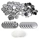 Tissting 100 Stück Blanko Buttons Anstecker Set 58mm Runde Silber Eisen Buttons Selber Machen Button Pin Abzeichen für Button Maker Maschine