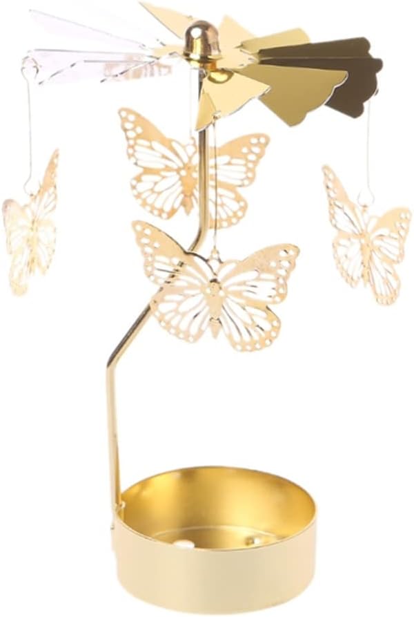 URFEDA Eule Teelicht Karussell - Rotierender Kerzenhalter Gold 13cm Für Tischdeko