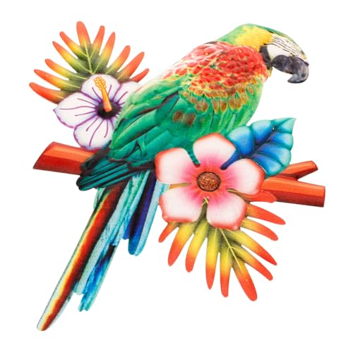 VINTORKY Sculpture Murale En Fer Perroquet Rouge Pour Décoration Intérieure Et Extérieure, Figure Délicate Et Ornement Compact D’ambiance Naturelle, Statue Murale Résistante Pour Jardin Et Maison