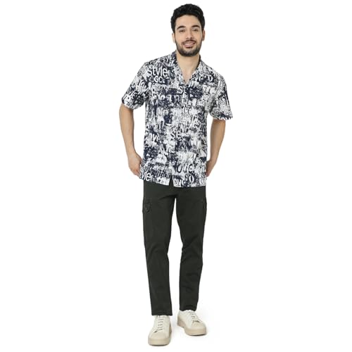 Image of Spykar Men's Relaxed Fit N /A Half Sleeve Printed Casual Shirts