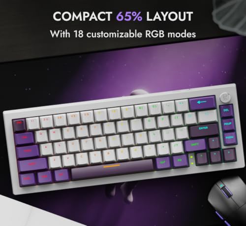 Image of Kreo Swarm 65 Wireless Mechanical Gaming Keyboard 65% Gasket Mounted, Pre-Lubed Switches, 5-Layer Sound Dampening, RGB, Hot-Swap PCB, Tri-Mode - Windows & macOS (Starling Linear)