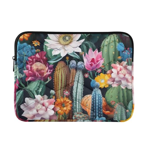 Funda para portátil 13-14 pulgadas con diseño floral y cactus