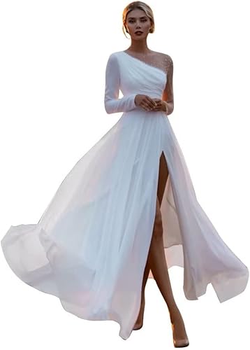 Simple V Neck Wedding Dress for Bride Spaghetti Straps Ruched Tulle Beach Bridal Gowns