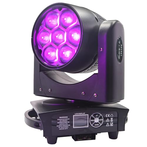 Moving Head Light 7x40W RGBW 4in1 LED Beam Wash Zoom Effect Bee Eye Stage Lighting Spot Lights with DMX Sound Auto Control DJ Light for Party Disco Show Bar Concert Club Wedding Hall Theater