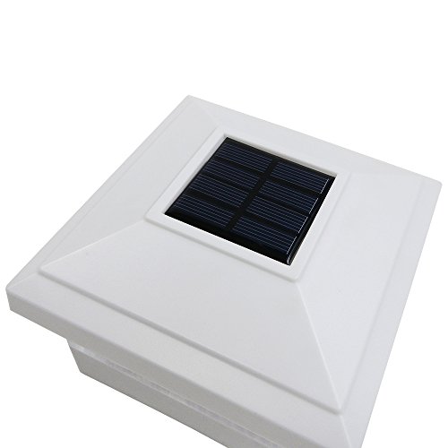 iGlow 12 Pack White Outdoor Garden 5 x 5 Solar LED Post Deck Cap Square Fence Light Landscape Lamp Lawn PVC Vinyl Wood