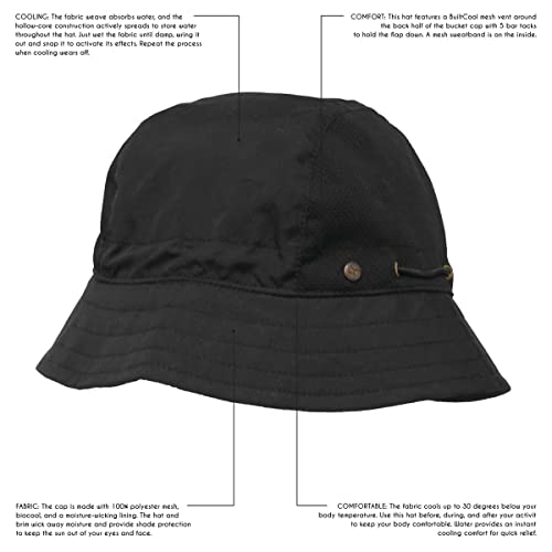 Builtcool Adult Mesh Panel Bucket Cap – Boonie Hat For Fishing, Camping, And Kayaking - Medium/Large, Black #TOP1
