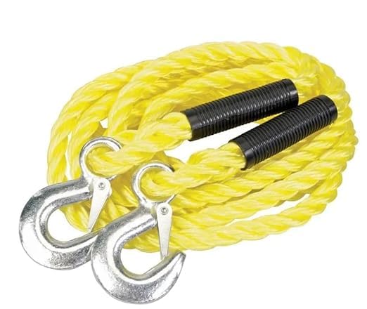 Seadra Car Tow Rope Steel Cable and Hooks for Car Boat Emergency,4m Length Pull Capacity 2 Tons Auto Car Tow Rope Snatch Strap Heavy