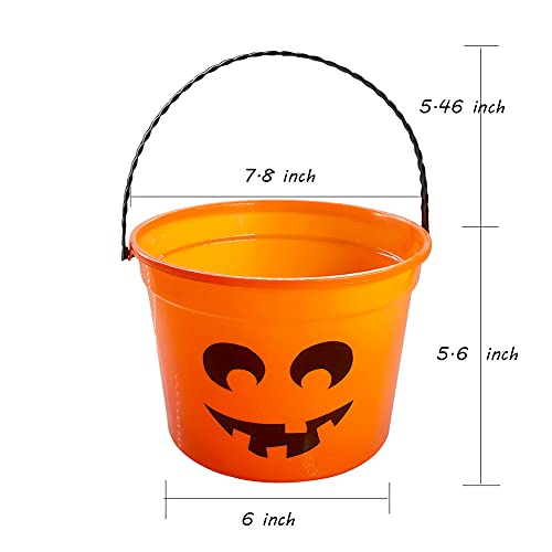 4 Pcs Halloween Pumpkin Candy Bucket - Trick or Treat Plastic Basket for Kids Great Party Decor Favors