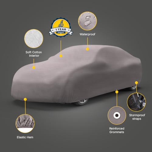 Image of Seal Skin Covers Waterproof Car Cover for Sedan, Multi-Layer PEVA with UV, Snow & Rain Protection, Windproof Straps with Lock System, Universal Fit (160 inch-169 inch L)