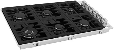 ZLINE 36 in. Dropin Cooktop with 6 Gas Burners and Black Porcelain Top (RC36-PBT)