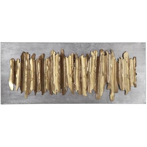 Uttermost Lev - 55.25 inch Metal Wall Décor, Antique Gold Leaf/Silver Leaf Iron Cover