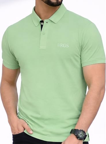 Image of 3BROS Men's Cotton Blend Half Sleeve Regular fit Comfortable Polo Neck T-Shirt (Pack of 1)