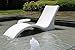 Global Pool Products 2 Lounge Chairs with Connecting Table - Outdoor Chaise Lounge - Patio Lounge Chair with Table for All Pool Types - White