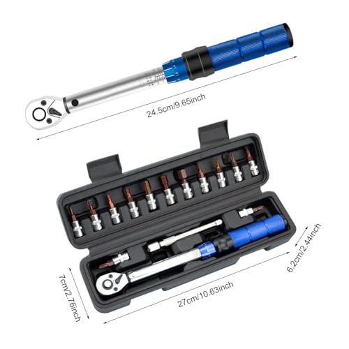 1/4 Inch Drive Torque Wrench,Bike Torque Wrench Set 2-24 Nm,15pcs Click Motorcycle Torque Wrench Set,Socket Wrench Set,Torque Screwdriver Set, Extension Bar, Socket Set for Car, Bicycle Repair - Image 2