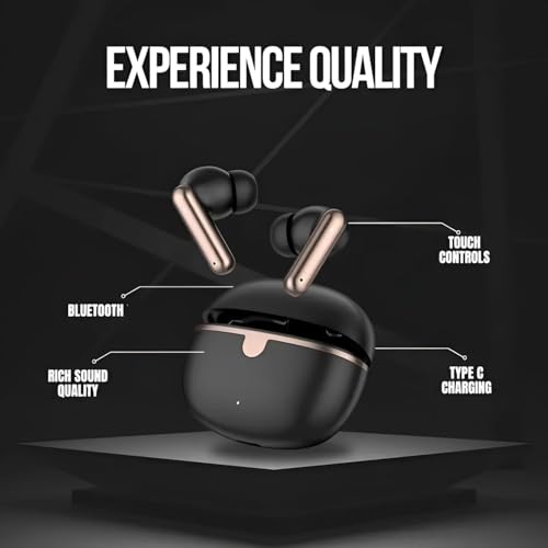 Image of Original Earbuds for Boat 161 Elite Wireless Bluetooth Earbuds with Built-in Microphone, HD Stereo Audio, Quick Charging Feature, 50H Playback & Bluetooth v5.3 (Black) for Smart Phone Smart TV