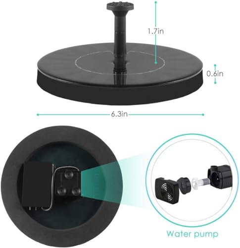 Image of Solar Fountain Fountain Water Pump for Bird Bath New Upgraded Mini Solar Powered Watering Submersible Pump for Pond Pool Garden Fish Tank Aquarium