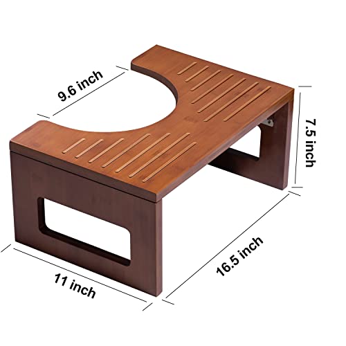 Forevich Bamboo Squatting Toilet Stool 7.5 Inch For Adults Children Foldable Potty Poop Stool For Bathroom With Non-Slip Mat Chestnut Brown #TOP6