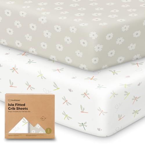 Image of KeaBabies 2-Pack Baby Crib Sheets for Boys, Girls - 52x28 Viscose Derived from Bamboo Toddler Bed Sheets Neutral, Fitted Crib Mattress Cover for Standard Baby Bedding, Soft & Cozy (Meadow)