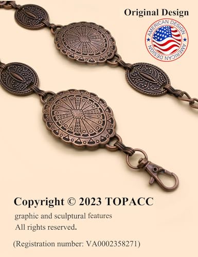 Image of TOPACC Western Metal Concho Belt for Women Cowgirl Chain Belts for Dresses Jeans Country Concert Outfit