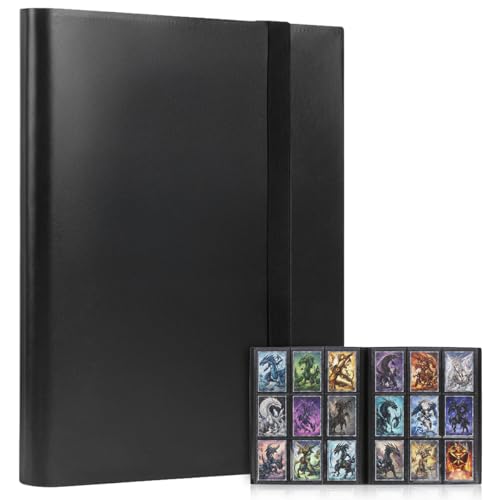 T Tersely 360 Pockets Card Binder with Clear Window for Trading Cards 9 Double Sided Pockets Cards Colletction Album Holder with Removable Sleeves for MTG TCG Sports/Football Cards - Black