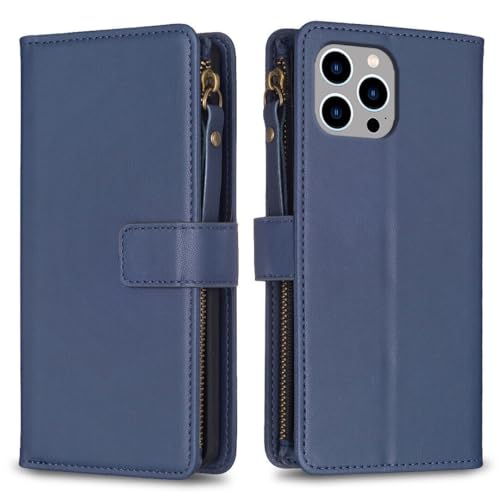 Protection iPhone 15 Plus bleu étui portefeuille cuir aimanté