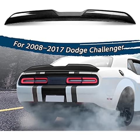 Acmex Rear Spoiler Compatible with Challenger 2008-2017 Demon Style Rear Trunk Spoiler Lip Wing Primer Black Without Camera (Carbon Fiber Style) Cover