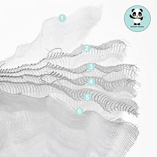 Hiphop Panda 6 Pack Bamboo Muslin Burp Cloths - 6 Layer Soft Absorbent Milk Spit Up Rags - Natural Baby Wipes For Delicate Skin - Baby Registry As Shower - White, 20" X10" #TOP2