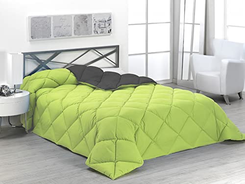 SABANALIA - Edredón nórdico de 400 g Reversible (Bicolor) | Relleno de Fibra Hueca Virgen Siliconada | Hipoalergénico | Válido para Cama de 90/105 cm (180x270), Color Verde y Gris