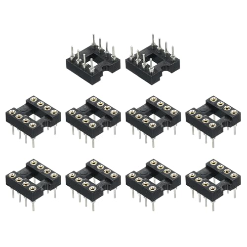 QUARKZMAN 2.54mm Pitch 8 Pines Conector de Zócalo de Circuito Integrado DIP de Doble Hila 7.6 Espaciado de Hila Pines Redondos Soldadura para Experimentos Electrónicos DIY 20 unidades