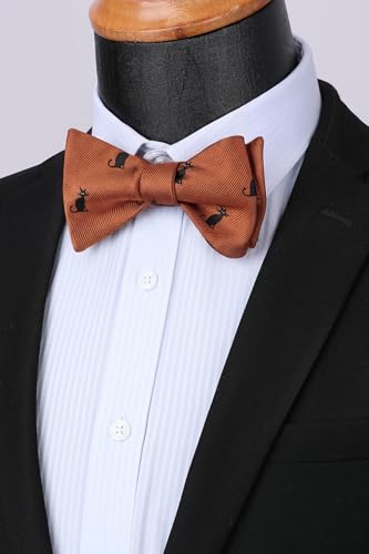 Image of HISDERN Bow Ties for Men Self Tie Animal Bowties Pocket Square Woven Silk Fun Bowtie Handkerchief Set for Wedding Party