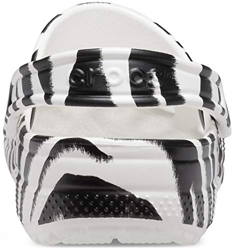 Image of Crocs Men's and Women's Classic Animal Clog Leopard Shoes, White /Zebra Print ,15 Women /13 Men