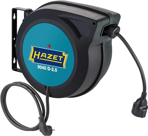 HAZET Kabelaufroller 9040D-2,5 I Leitungslänge: 20 m, Anschlussleitung: 1,5 m, mit 'Stop at any point' Funktion I Automatischer Leitungsaufroller für Ordnung in jeder Werkstatt