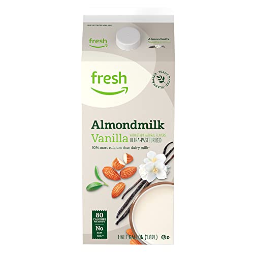 Amazon Fresh Brand, Vanilla Almondmilk, 64 Fl Oz (Previously Happy Belly)