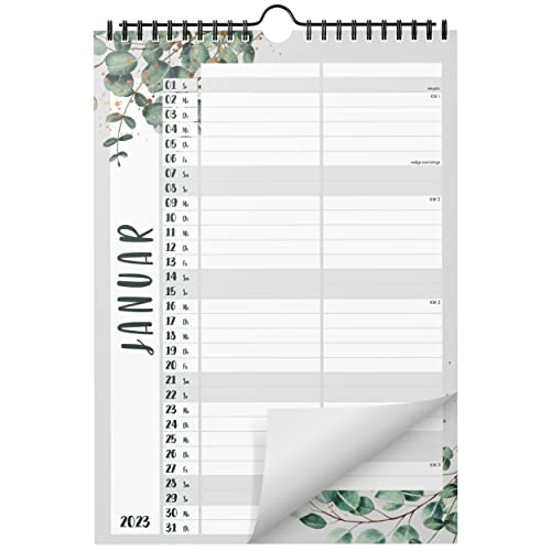 Planer für Zwei (Wandkalender 2023 mit 2 Spalten im A4 Format) - Partnerkalender für Paar - Paarkalender mit zwei Spalten - Kalender zum Aufhängen für zwei Personen (ganzes Jahr) - Eucalyptus Cover