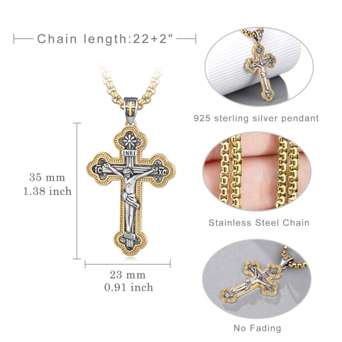Orthodox Cross Necklace Men 925 Sterling Silver Orthodox Cross Necklace Religious Jewelry Gifts for Men4