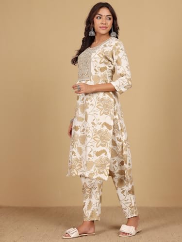 Image of Varanga Women-Gota Detailed Ethnic Floral Printed Kaftan & Trouser