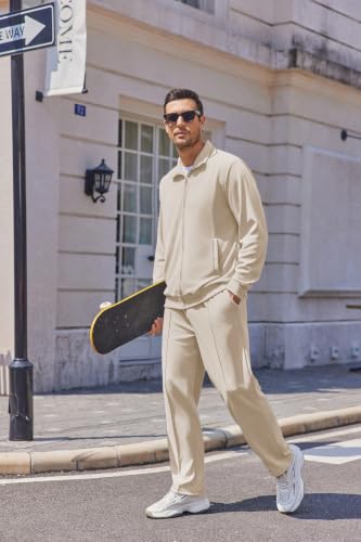 COOFANDY Casual Sweatsuits For Men Cream Workout Sets Athletic Wear — view 3